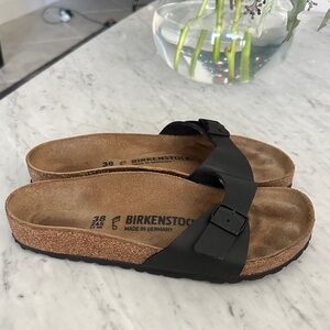 Birkenstock Size 38 Black Slip-On Sandals